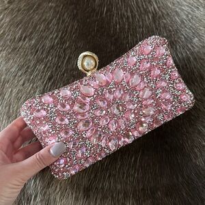 Glam Rhinestone Clutch with Pink Rhinestones